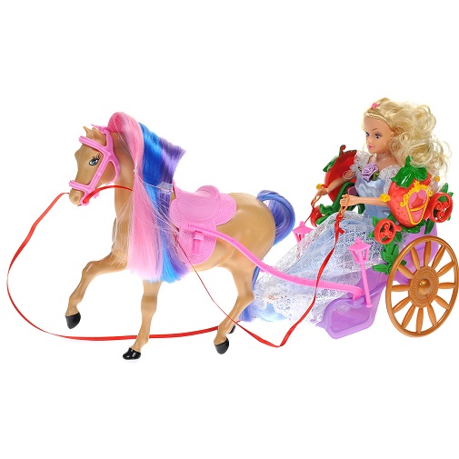 WSBD World Игровой набор с куклой Лошадь с повозкой и куклой