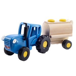Игрушка Синий трактор Гоша с бочкой WoodenToys 1636T