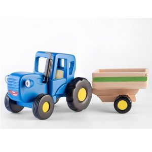 Игрушка Синий трактор Гоша с прицепом WoodenToys 1635T