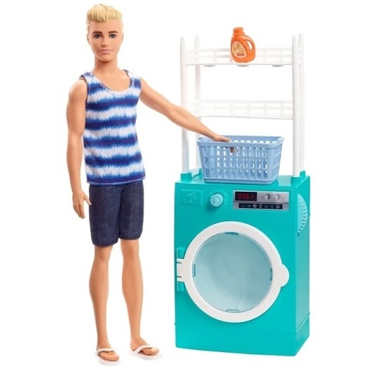 Кукла Кен в прачечной с мебелью Barbie Ken Laundry Room FYK52