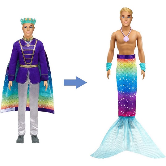 Кукла Кен с трансформацией 2-в-1 Принц и Тритон Barbie GTF93
