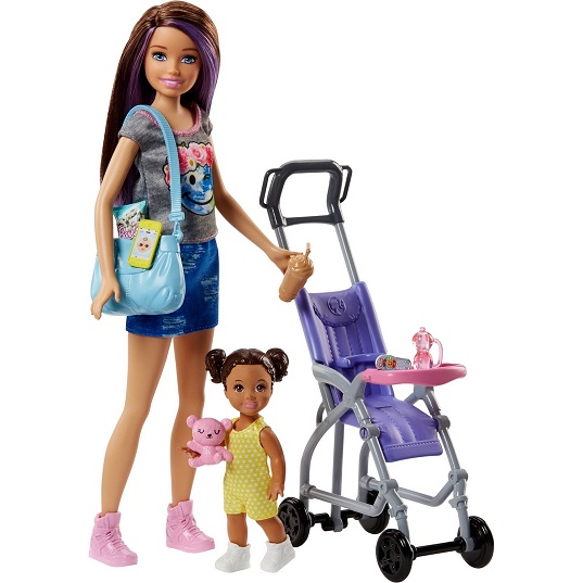 Кукла Барби Няня Скиппер Прогулка в коляске Barbie FJB00