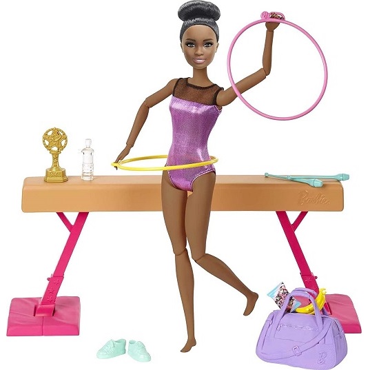 Набор Барби для гимнастики с куклой Brunette Barbie HGD59