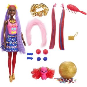 Кукла-сюрприз Барби из серии Блеск Сменные прически Barbie HBG40