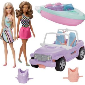 Набор Барби Малибу и Бруклин с машиной и лодкой GXD66 Barbie