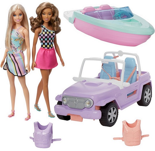 Набор Барби Малибу и Бруклин с машиной и лодкой GXD66 Barbie