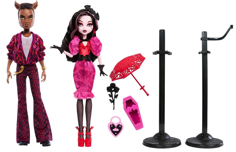 Monster High Howliday Love Edition Draculaura and Clawd Wolf Dolls 2-Pack Mattel HRP83